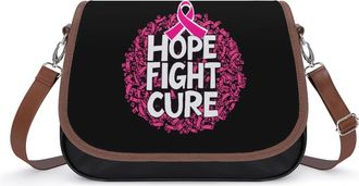 Generic Hope Fight Breast Cancer Womens Crossbody Bag Fashion Shoulder Handbags Message Tote Bag with Adjustable Strap
