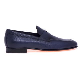 Santoni Schoenen, Heren, Blauw, 43 EU, Leer, Leren Moccasin