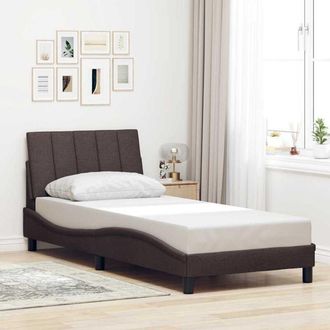 vidaXL Estructura De Cama Sin Colch&oacute;n Tela Marr&oacute;n Oscuro 90x200 Cm Vidaxl