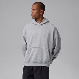 Nike Jordan Mens Jordan Flight Fleece Oversized Pullover Hoodie in Grey | IW6314-050