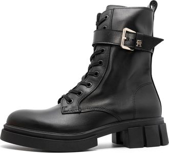 Tommy Hilfiger Womens Cool Feminine Biker Boots - Black Leather - Size EU 40