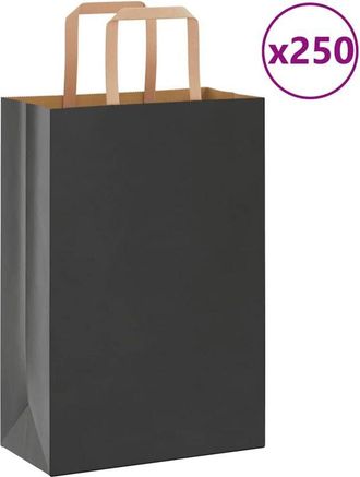 vidaXL Bolsas De Papel Con Asas 250 Uds Negra 21x11x31 Cm Vidaxl