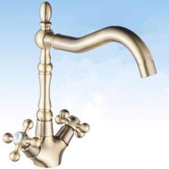 Trade Shop Trade Shop - Rubinetto Miscelatore Per Lavello Cucina A Croce Comando A Vite Alto Bronzato