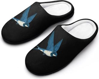Generic Swallow Logo Mens Slippers Slip On Comfortable Fleece Cotton House Shoes Winter