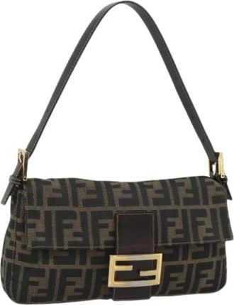 Fendi Pre-owned Vintage Zucca Schoudertas - Dames - Vintage Schoudertas - Bruin - ONE Size - Leer - Vintage