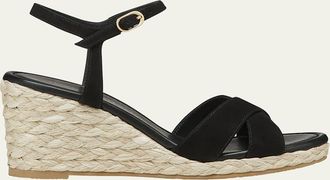 Stuart Weitzman Dayna Suede Crisscross Wedge Espadrilles