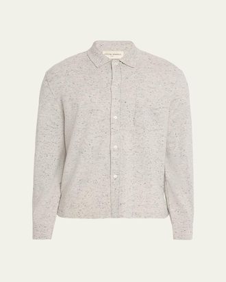 Officine G&eacute;n&eacute;rale Mens Wool/Cashmere Melange Knit Long-Sleeve Shirt