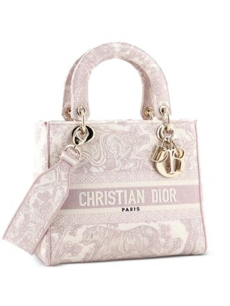 Dior Toile de Jouy Lady D-Lite Bag Embroidered Canvas tote bag - Rosa
