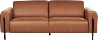 Beliani Sofa 3 Seater ASKIM Fabric Golden Brown