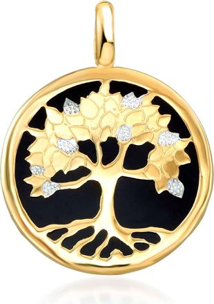 Ross-Simons Black Onyx Tree Of Life Pendant in 14kt Yellow Gold
