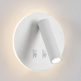 OEM L&aacute;mpara De Mesilla Redonda Led Blanca, Foco Ajustable, L&aacute;mpara De Mesa De Aleaci&oacute;n De Aluminio, Luz C&aacute;lida De 3000 K (3 W + 8 W)
