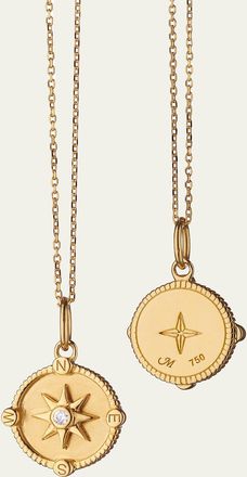 Monica Rich Kosann Mini Travel Compass Charm Necklace with Diamond Bezel at Center