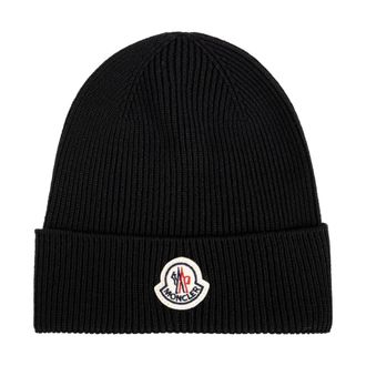 Moncler Wool Beanie - male - Moncler - Accessories - Black - ONE SIZE - Accessories