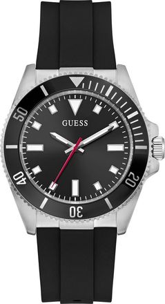 Guess Cliff Silicone Strap Watch, 41mm in Black/silver at Nordstrom