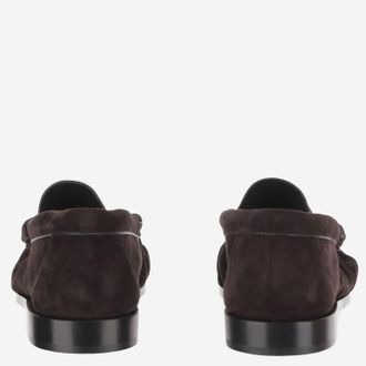 Saint Laurent Womens Loafers Suede Dark Brown Calfskin
