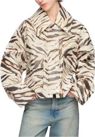Ganni Zebra Print Gecoate Jas - Dames - Zomerjassen - Veelkleurig - XS - Jassen