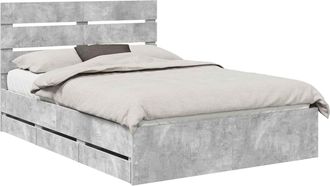 vidaXL Estructura De Cama Gris Concreto 140 X 200 Cm Madera Ingenieril Vidaxl