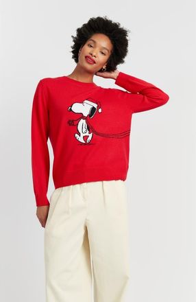 Chinti and Parker Wool-Cashmere Holiday Snoopy Sweater in Velvet Red at Nordstrom, Size X-Small