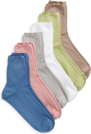 Muk Luks Assorted 6-Pack Crew Socks in Spring Color Pack at Nordstrom