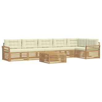 vidaXL Conjunto De Sof&aacute;s De Exterior 7 Uds. Blanco Y Crema Poli&eacute;ster Vidaxl