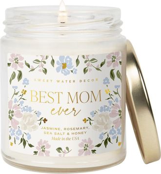 Sweet Water Decor 9oz Clear Jar Glass Candle - Patterned Label in Best Mom Ever at Nordstrom