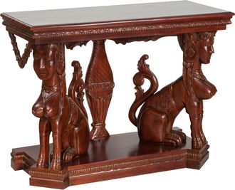 Biscottini International Consola De Madera Maciza Acabado Con Efecto Nogal 114x49x81 Cm