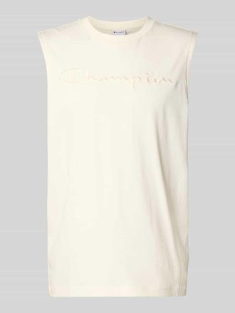 Champion Top mit Label-Stitching und Rundhalsausschnitt in Offwhite, Gr&ouml;&szlig;e XXL