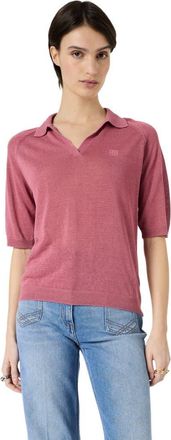 Gerard Darel Loula Polo Collar Jumper in Rosewood at Nordstrom, Size X-Large/xx-Large