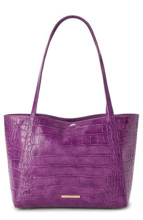 Brahmin Mona Croc Embossed Leather Tote in Purple at Nordstrom