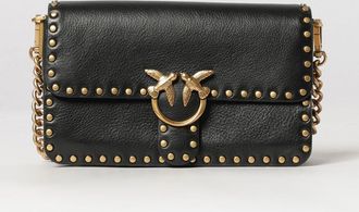 Pinko Mini borsa Love One Slouchy in pelle con ricamo monogram e logo Love Birds