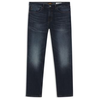 BOSS Regular-fit blue-black jeans in soft motion denim
