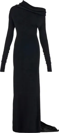 Ferragamo draped one-shoulder gown - women - Nylon/Polyurethane/Rayon - S - Black