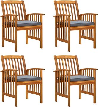 vidaXL Sillas De Comedor De Jard&iacute;n, 4 Piezas Con Cojines, Madera Maciza De Acacia Vidaxl