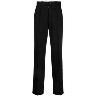 Maison Margiela Broeken, Dames, Zwart, M, Wol, Wollen Pantalon met Plooi