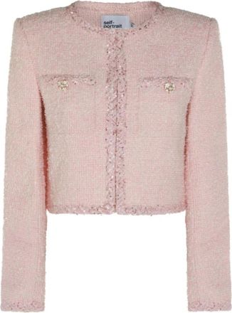 Self Portrait Pf 26112J Jas - Dames - Blazers - Roze - S - Tweed - Jassen