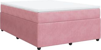 vidaXL Cama Box Spring Con Colch&oacute;n Terciopelo Rosa 140x190 Cm Vidaxl