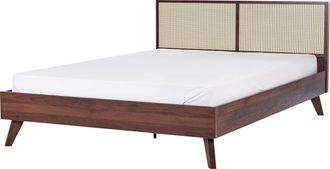 Beliani Beliani - Cama Con Somier Madera Oscura 180 X 200 Cm Cabecero Monpazier