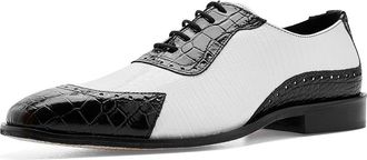 Stacy Adams Tarango Modified Cap Toe Oxford Mens Shoes Black/White : 10.5 M, Leather