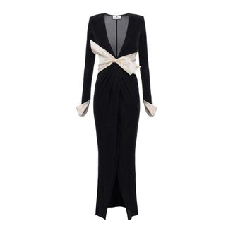 Elisabetta Franchi Red Carpet Long Sleeve Evening Dress - female - Elisabetta Franchi - Gowns - Black - L - Dresses