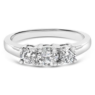House of Brilliance 14K White Gold 3/4 Cttw Lab Grown Diamond 3 Stone Ring Band at Nordstrom, Size 7