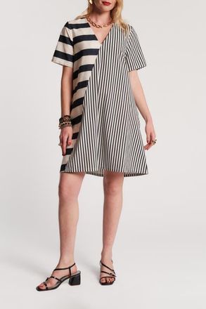 Frances Valentine Schooner Dress Nautical Stripe in Navy/oyster at Nordstrom, Size X-Small