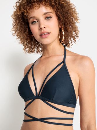 Lascana Triangel-Bikini-Top LSCN BY LASCANA Gina, Damen, Gr. 40, Cup A/B, blau (nachtblau), Recycling-Polyamid, unifarben, Bikini-Oberteile Triangel-Bikini-To