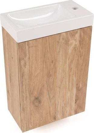 Saniclass Holz Pure Toiletmeubelset - 40x60.5cm - 1 deur - fontein keramiek - kraangat rechts - eiken natural
