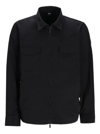 BOSS zip-front pocket shirt - men - Polyamide - L - Black