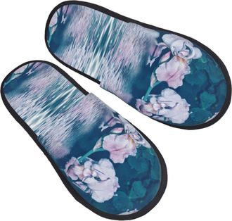 Generic Slipper Bright Colorful Iris Flowers Unisex Slippers Portable Anti-Slide Slipper For Guest Room Home Indoor L