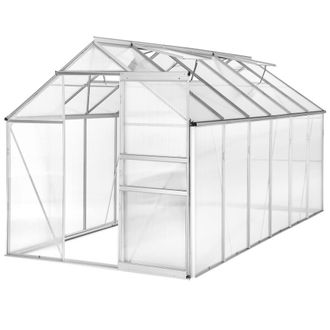 TecTake Aluminium Greenhouse, Uv-Resistant, 185X375X195Cm in Clear | Size: Large