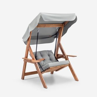 Emob Columpio De Jard&iacute;n De Madera Con Toldo Galata Swing - Gris