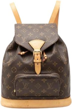 Louis Vuitton Pre-owned Montsouris MM Rugzak - Dames - Vintage Rugzakken - Bruin - ONE Size - Leer - Vintage
