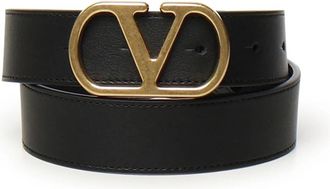 Valentino Garavani VLogo Signature Riem - Dames - Riemen - Zwart - 80 CM - Leer - Accessoires