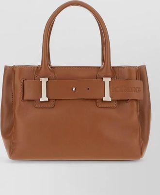 Iceberg leather shoulder bag structured shape top handles